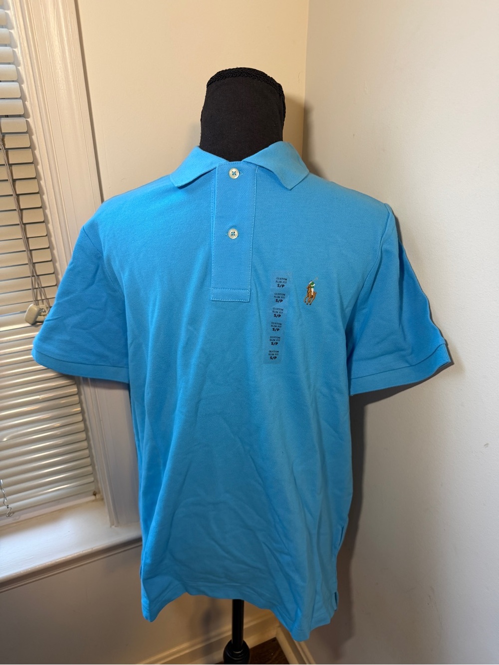 Polo Ralph Lauren Men's Classic Fit Polo Shirt - Blue - Size S- Yellow Logo